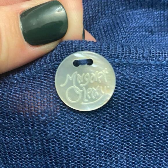 Margaret O’Leary Linen Blend Crossover Tank Womens Size Medium Navy - Picture 2 of 8